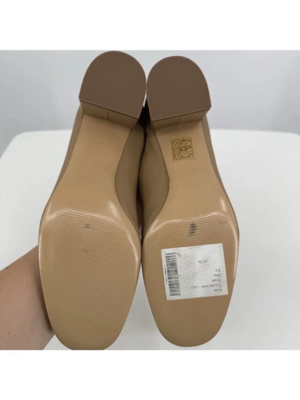 Everlane Italian Leather Day Heel Light Taupe 6.5 Women's Elastic Back Comfort
